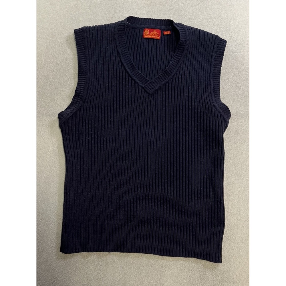 Vintage Kings Road Sweater Vest Mens XL Blue Rubber Knit Acrylic Sears 70s 80s